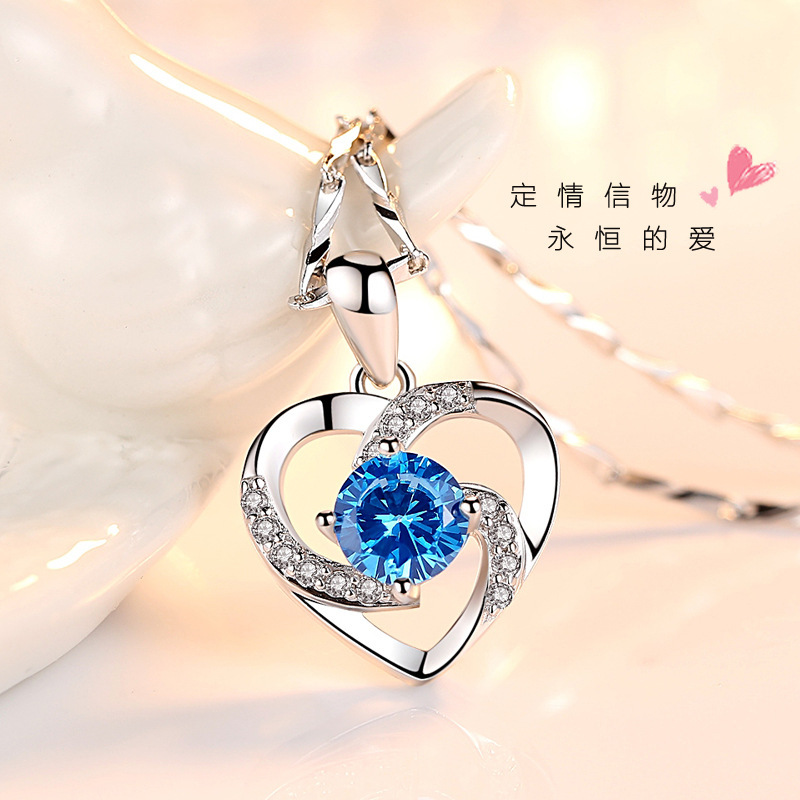 Korean Version Plated 925 Silver Heart Pendant
