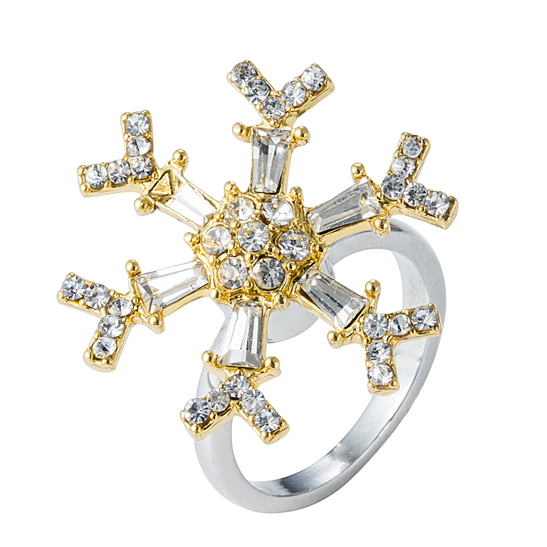 2018欧美新品雪花时尚旋转戒指女 抖音网红手戒饰品批发