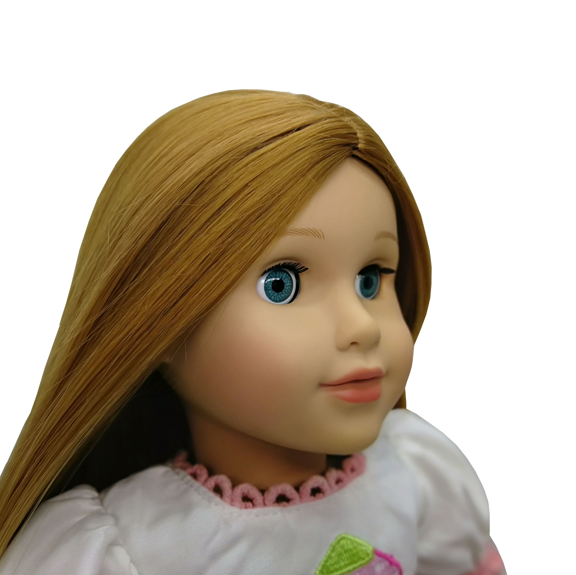 美国娃娃 美国女孩 布身款 白肤色 金色中分直发粘发 蓝色固定眼
