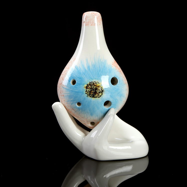 小长嘴新款 竹叶 6孔陶笛 中音c瓷笛 乐器批发 旅游景点饰品摆件