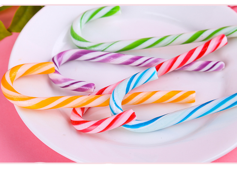 圣诞节彩色儿童拐杖糖彩虹拐棍糖多口味水果糖平安夜网红礼物批发