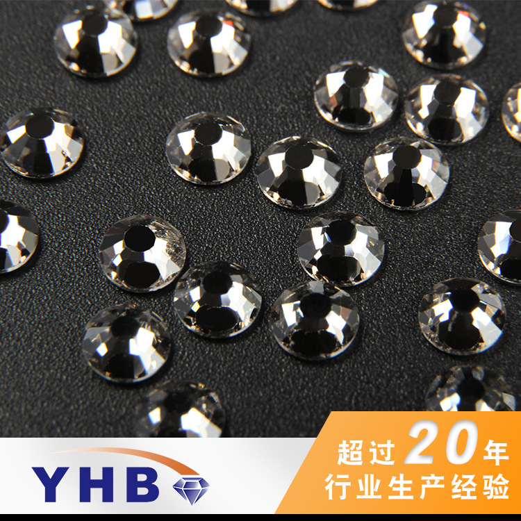 Factory Flat Light Transparent Gray Glass Hot Drilling Clothing Accessories Nail Art Diamond Sticker round Decorative Rhinestone DIY Ornament