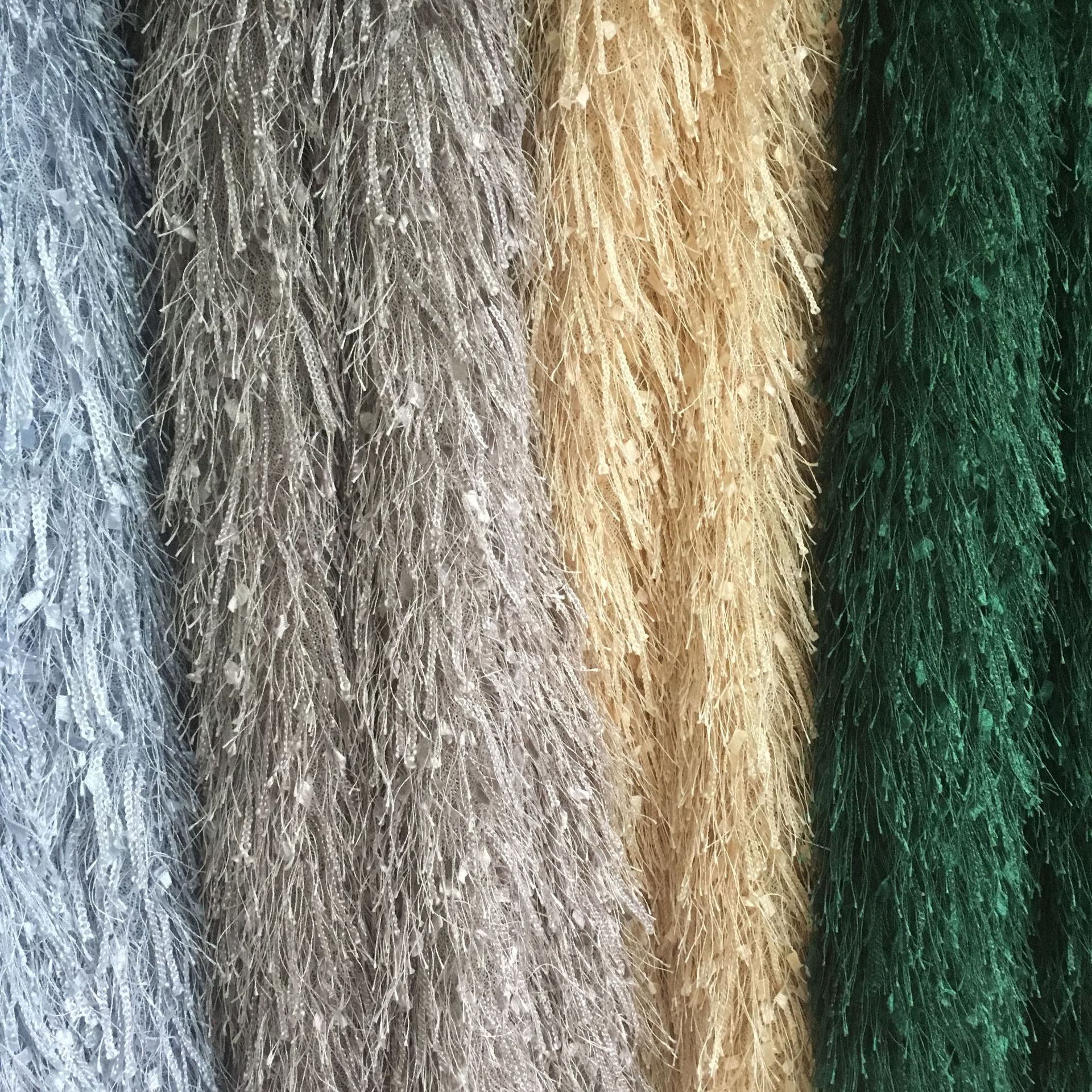 新款仙女绒流苏绒碎花绒花式松针绒烟花绒流苏服装毛绒面料