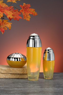 玻璃瓶-高档半透黄色渐变化妆品套装系列,乳液瓶,膏霜瓶