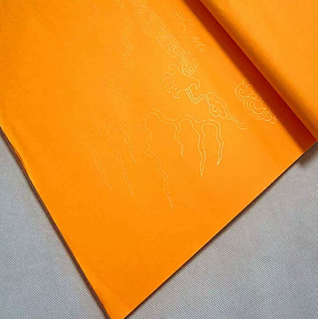 宣纸厂家批发六尺佛教黄洒金描金龙凤书法创作宣纸一刀包邮100张