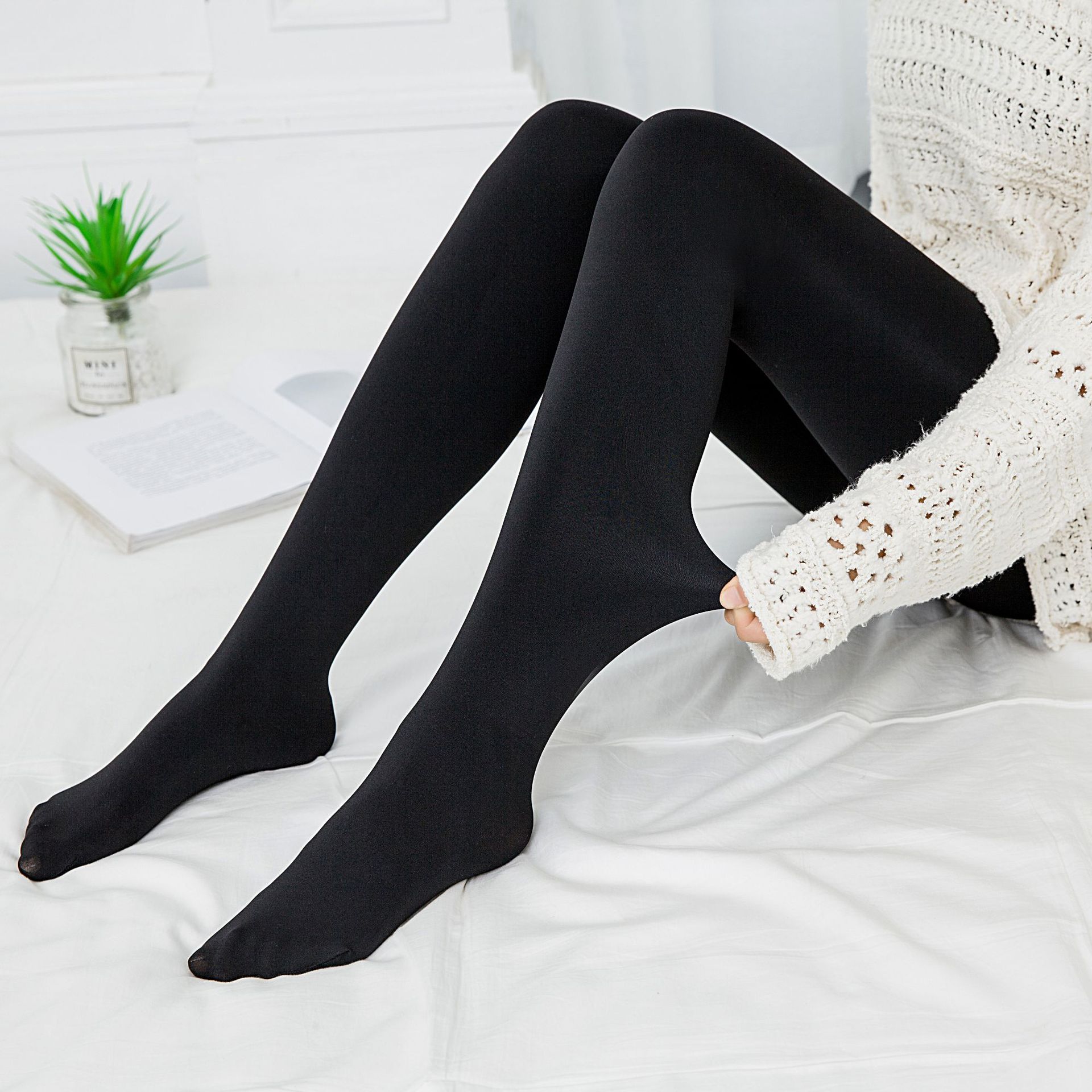 空姐灰连裤袜假透肉一体无缝加绒加厚打底裤光腿神器女基础款外穿