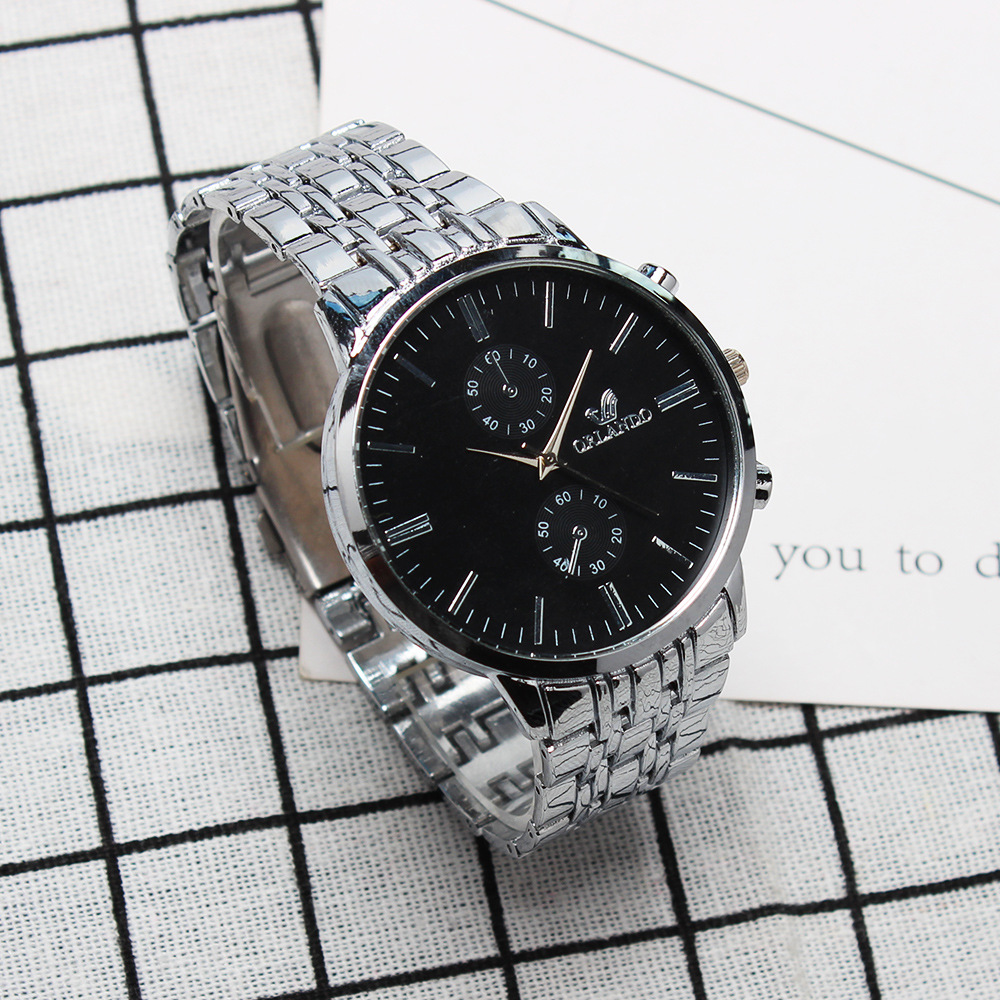 一件代发orlando奥伦多假两眼钢带手表 男士时装商务配饰手表