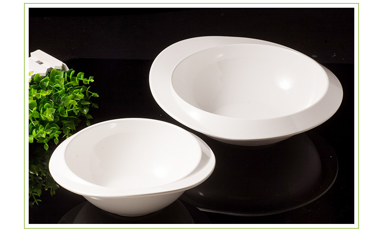 厂家直销 新款密胺宽边帽碗餐具logo定制多尺寸素白碗批发