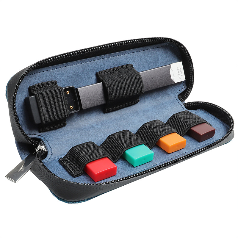 工厂生产直销手持小型款带防水功能布加皮搭配的juul电子烟收纳包