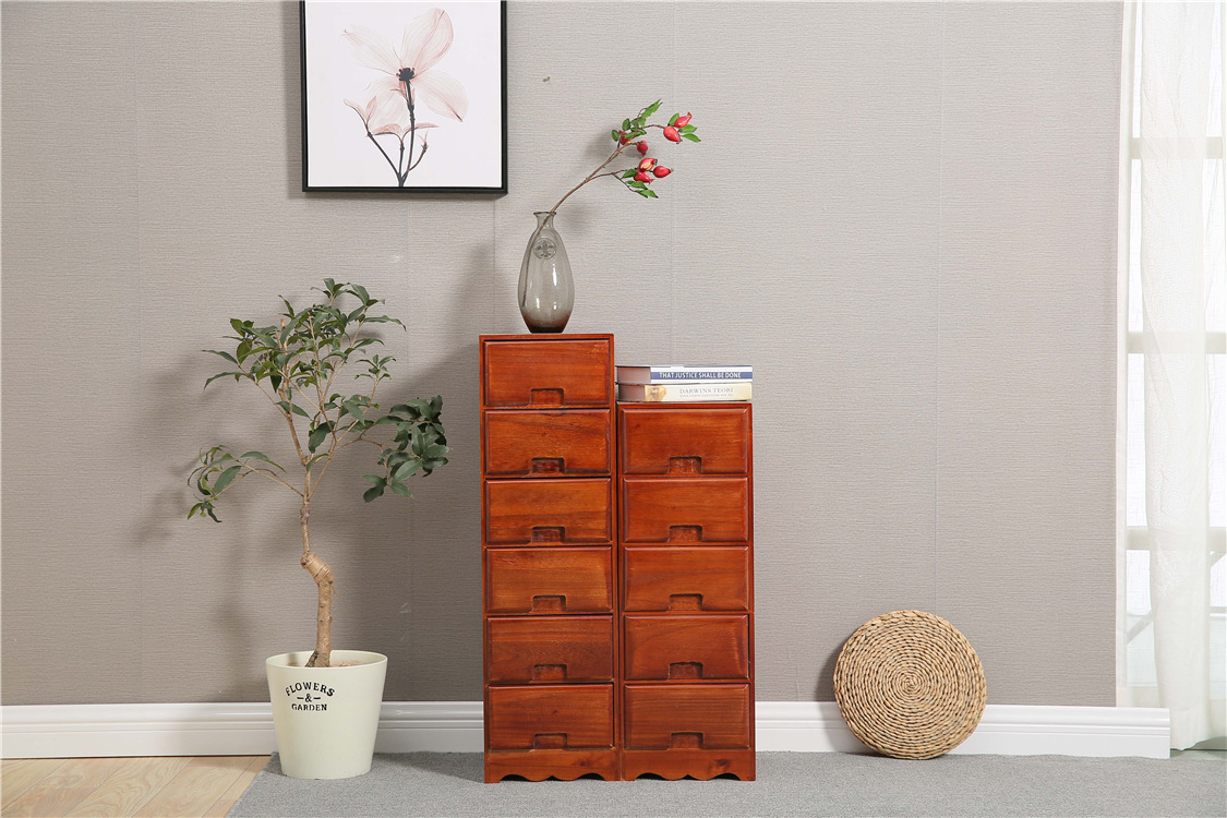 Four Five-Bucket Cabinet Wooden Locker 6-Layer Bedroom Storage Cabinet 7-Layer Low Wardrobe Drawer Chest of Drawers