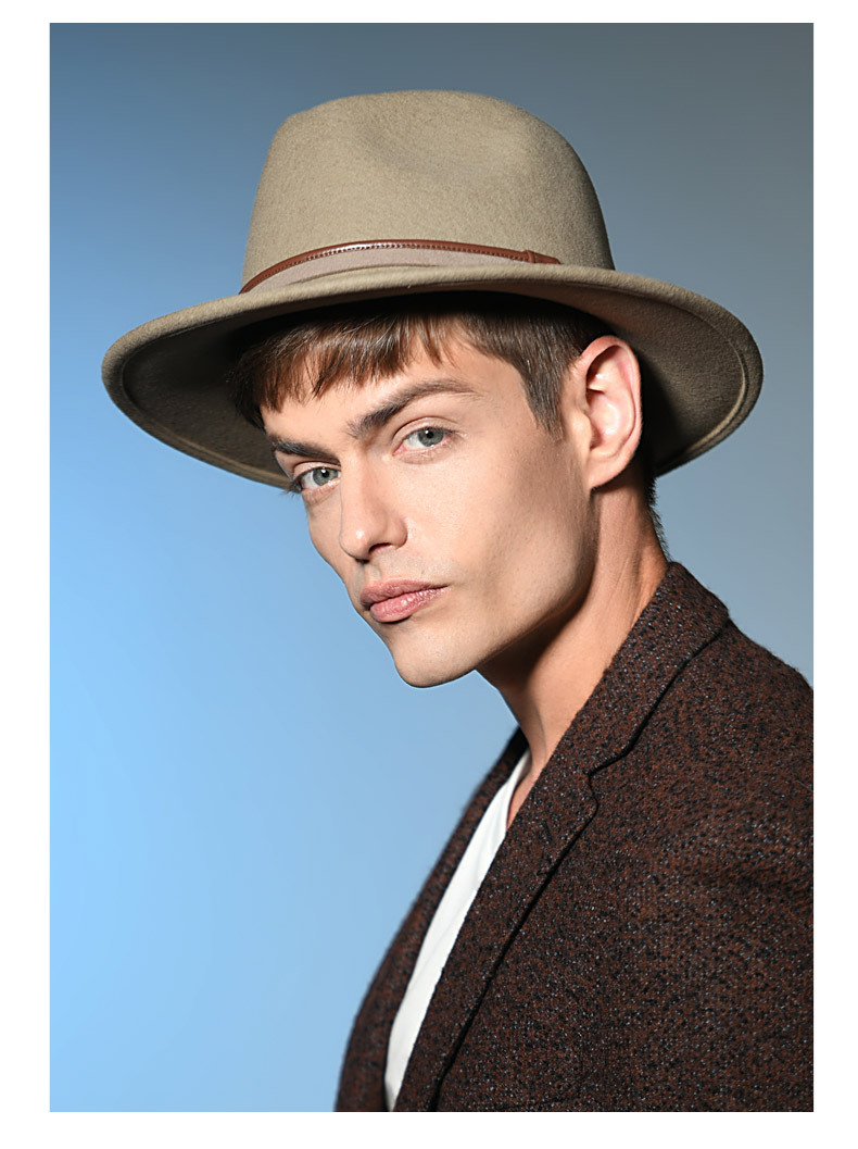 线下商场品质秋冬羊毛帽子男毛呢英伦毡帽绅士帽加大码男士大礼帽