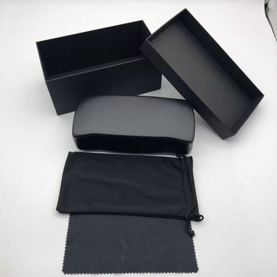 2018新v眼镜盒时尚韩国v眼镜盒牌高档黑色金属皮眼镜盒