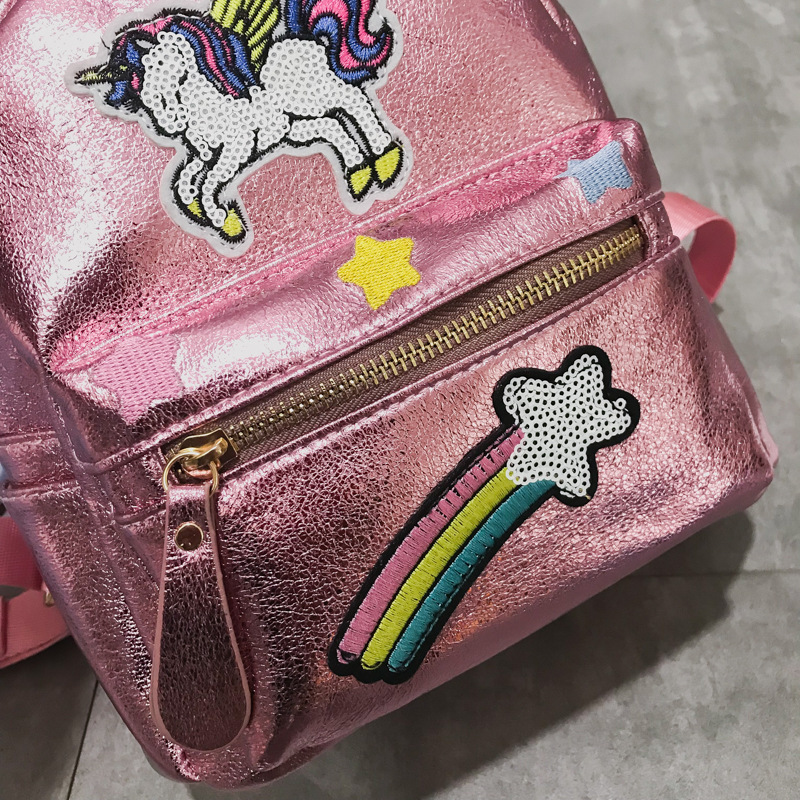 2019 New Cartoon Cute Laser Sequined Unicorn Backpack Fashion Embroidered Personalized Animal Small Backpack for Women