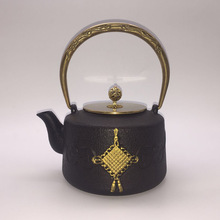 中国结铸铁壶烧水茶壶日本南部纯手工描绘铁壶功夫茶具水壶无涂层