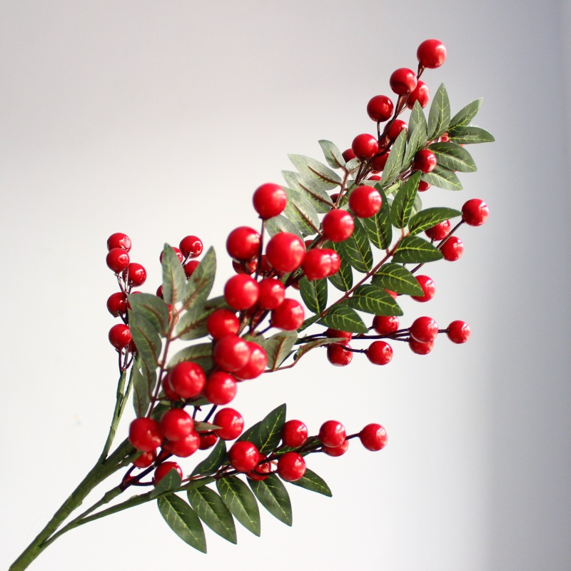 仿真浆果茉莉果春节冬青布置影视拍摄道具仿真植物果子红色-阿里巴巴