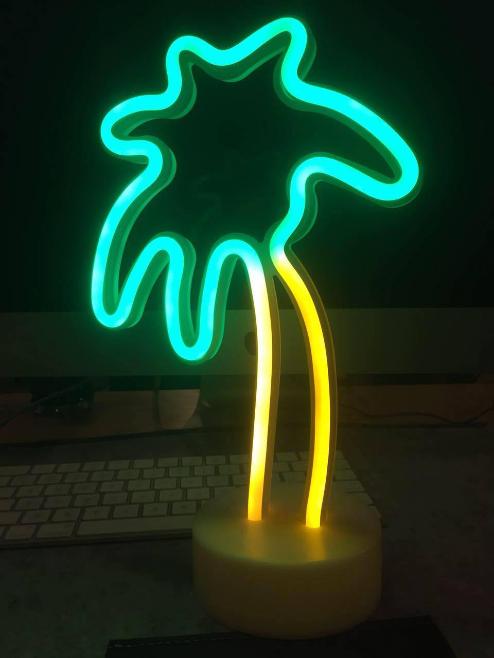 ins五角星火烈鸟灯双用带底座霓虹灯led装饰灯台灯造型创意小夜灯