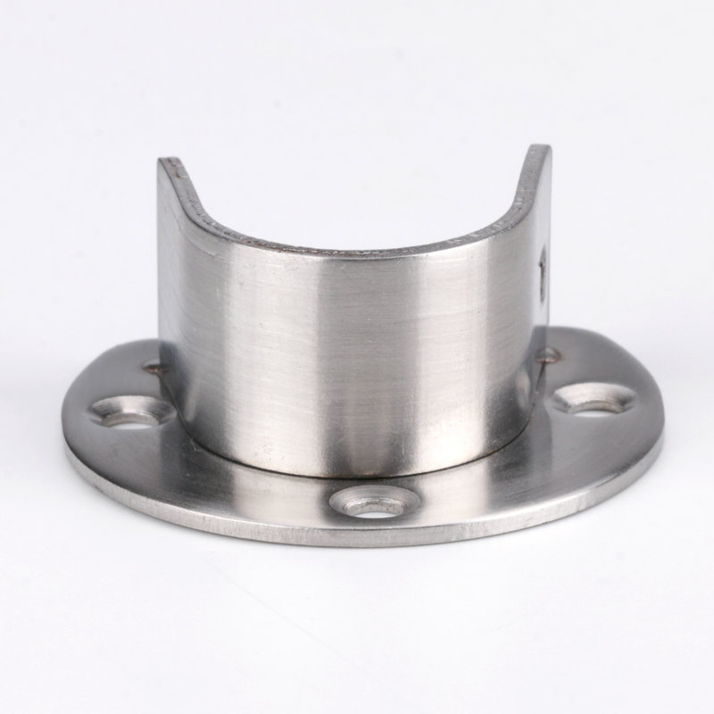 加厚不锈钢开口法兰座 挂衣杆座 衣托 阳台不锈钢圆管座 高脚法兰