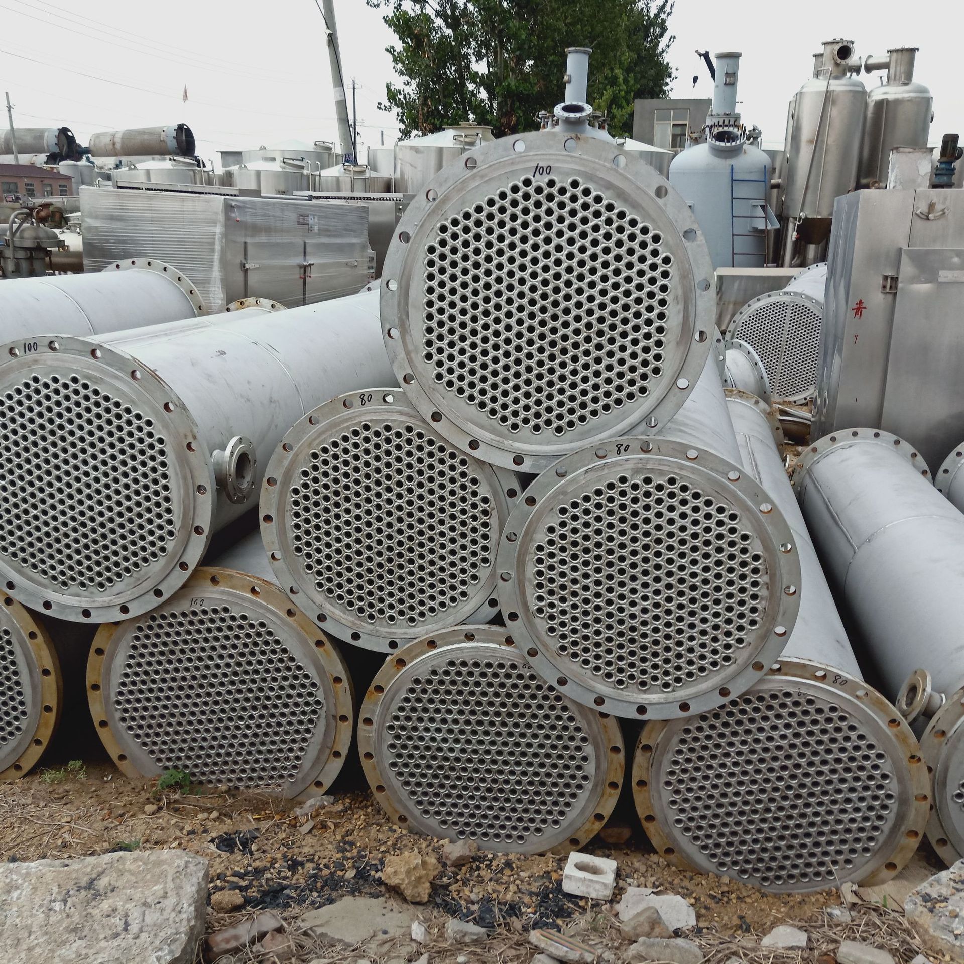 二手30平方不锈钢列管冷凝器60平方板式换热器板式冷却器冷凝器