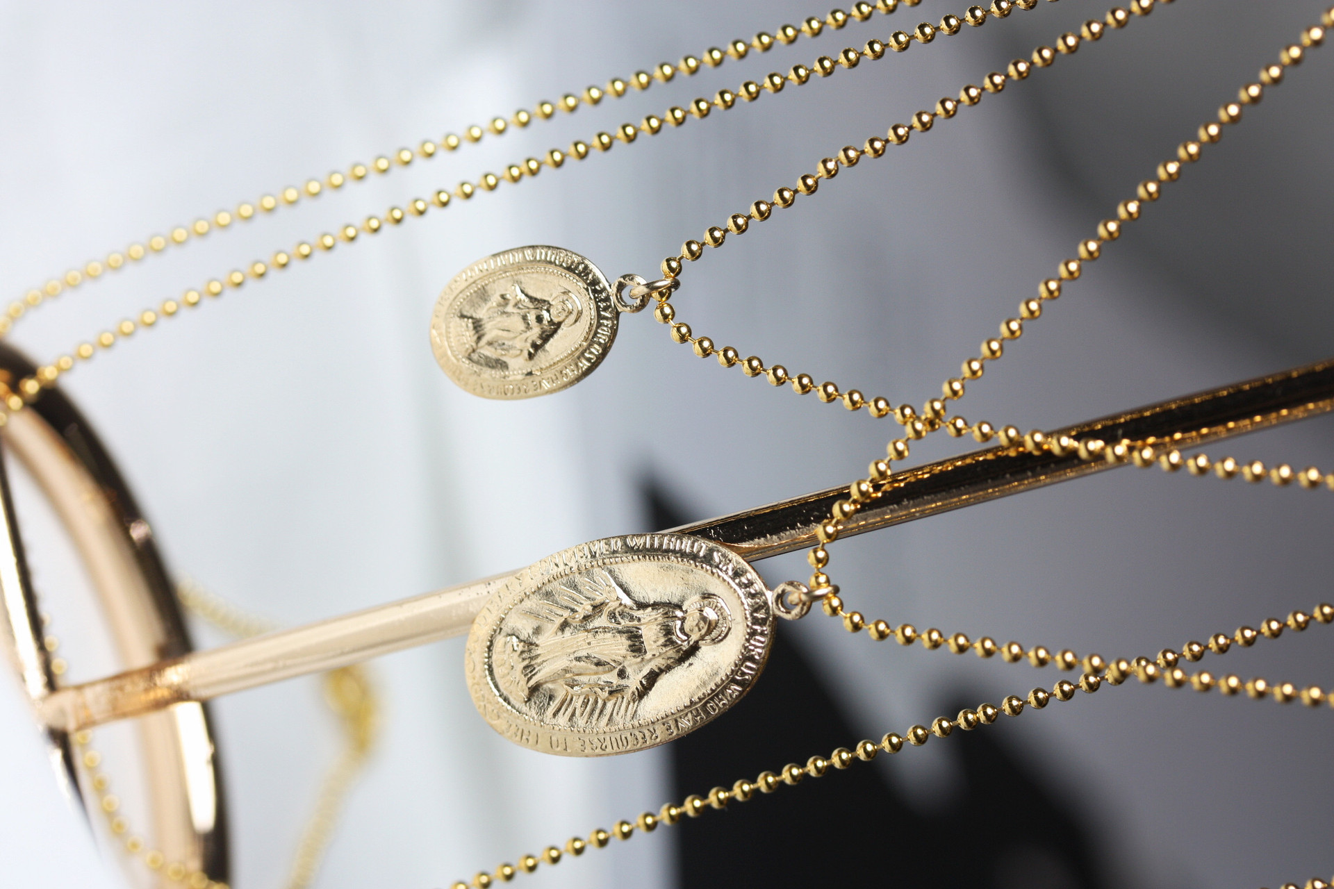 手作vintage复古圆盘金币项链 kendall同款美国进口14k包金锁骨链