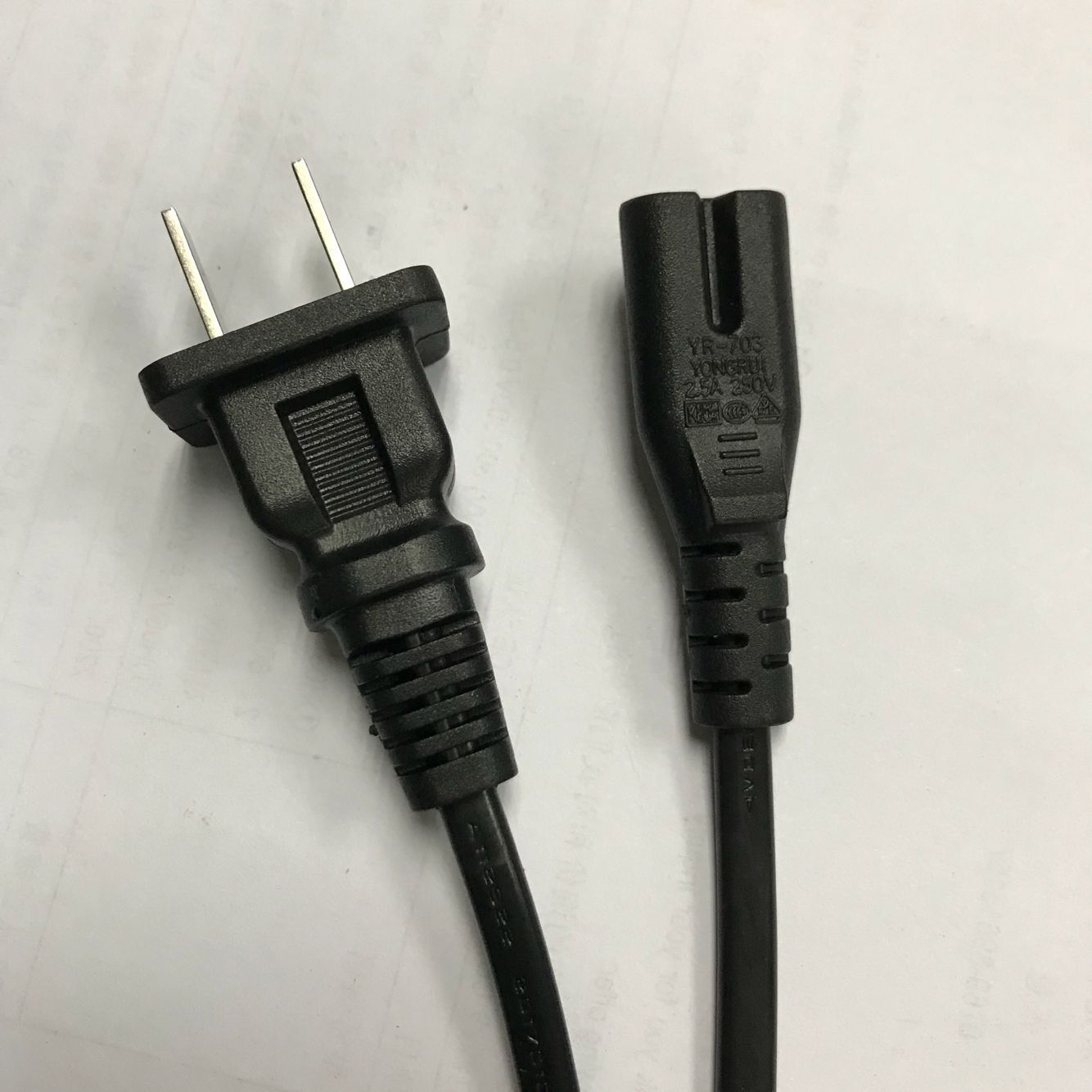 中国 标准两插八字尾电源线 电源线 3c认证电源线