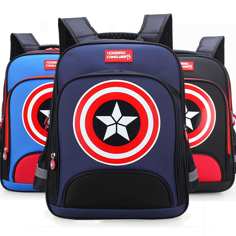 Primary School Student Schoolbag Boys Children Backpack Captain Cartoon Toddler Lightweight with Cushion Air Cushion Multiple Layered