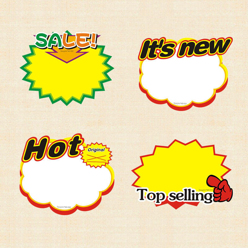 蓝国厂家直销标价签爆炸贴造型新颖价签现货供应 英文价签