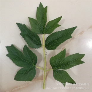 仿真植物 五叉丝印牡丹叶 仿真牡丹花叶片布叶子 人造花叶片配件