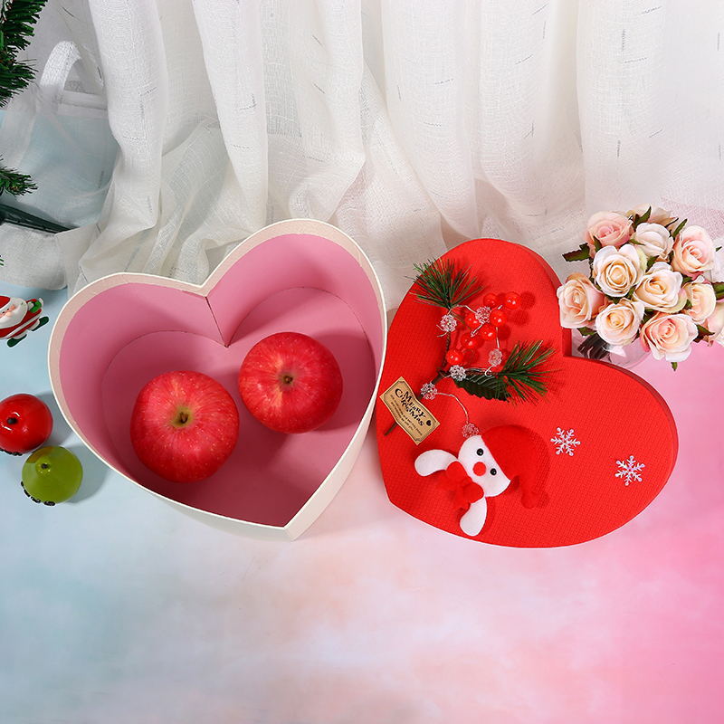 新款爱心圣诞节苹果盒平安夜礼品包装盒糖果礼物纸盒圣诞礼盒定制
