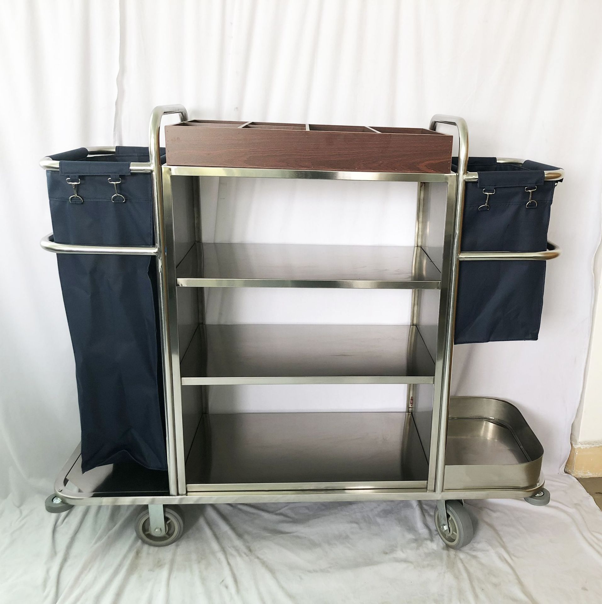 酒店客房服务车不锈钢多功能手推车 清洁厨房布草车 厂家批发