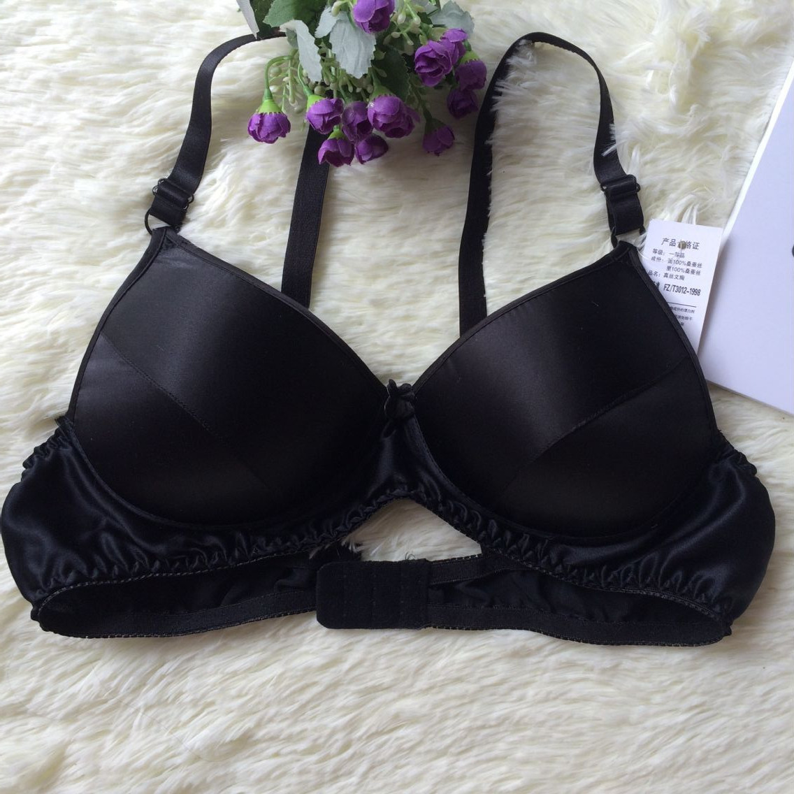 桑蚕丝文胸双面素绸缎真丝文胸会呼吸的内衣呵护乳房