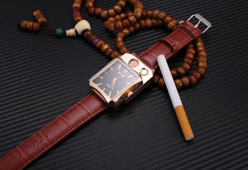 电子智能多功能手表点烟器男士石英腕表点烟器礼品防风打火机