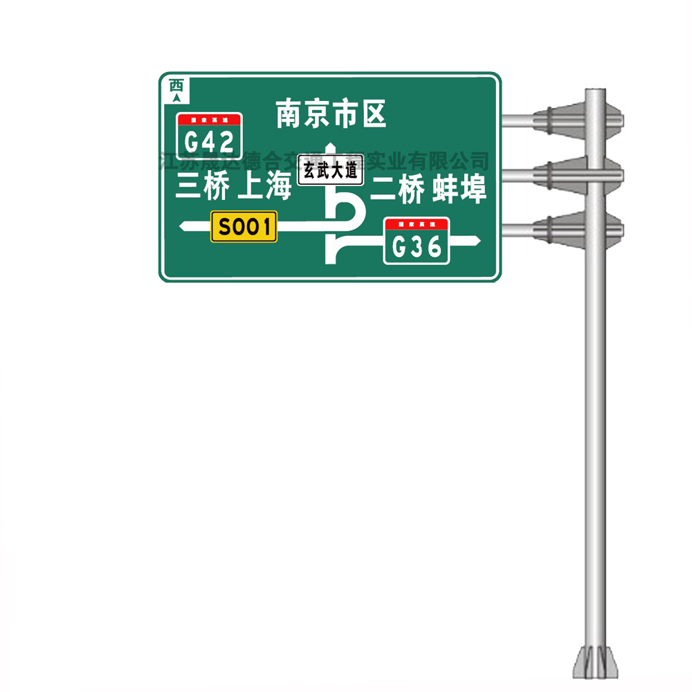 三悬臂e杆 热镀锌喷塑 高速公路交通标志牌杆件 道路指示牌立柱