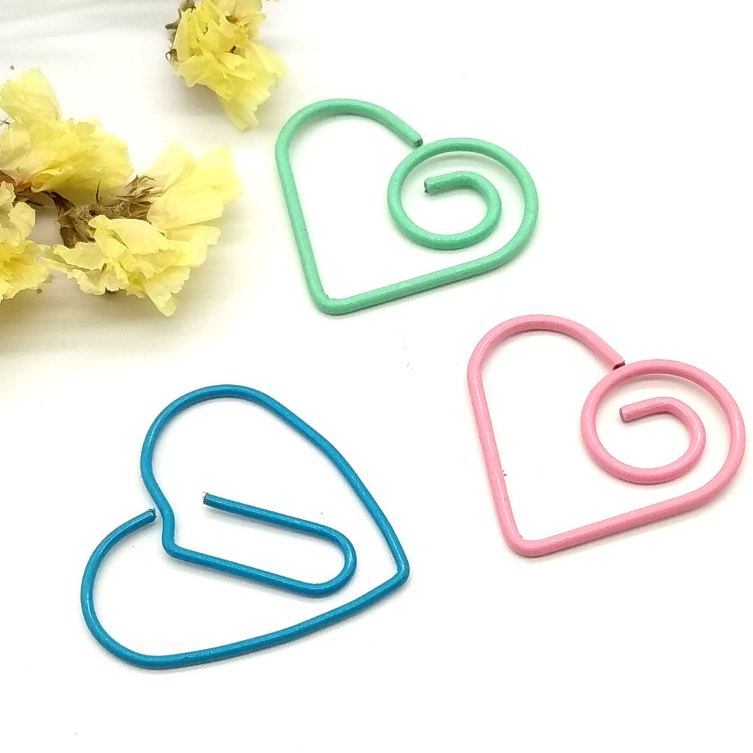 热销创意心形回形针 玫瑰金回形针 彩色金属回形针 塑料回形针