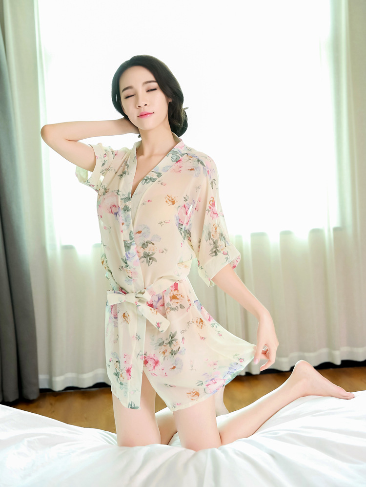 厂家直供 情趣内衣 性感蕾丝诱惑透明情趣开襟长裙式女士睡衣浴袍