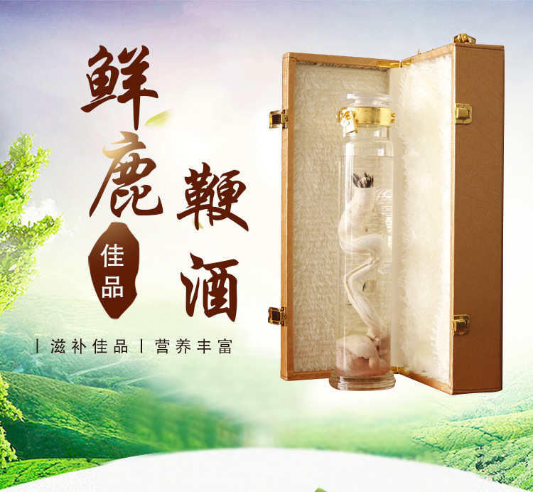 鲜鹿鞭酒礼盒 东北吉林特产 新鲜梅花鹿鞭酒 鹿鞭泡酒瓶装