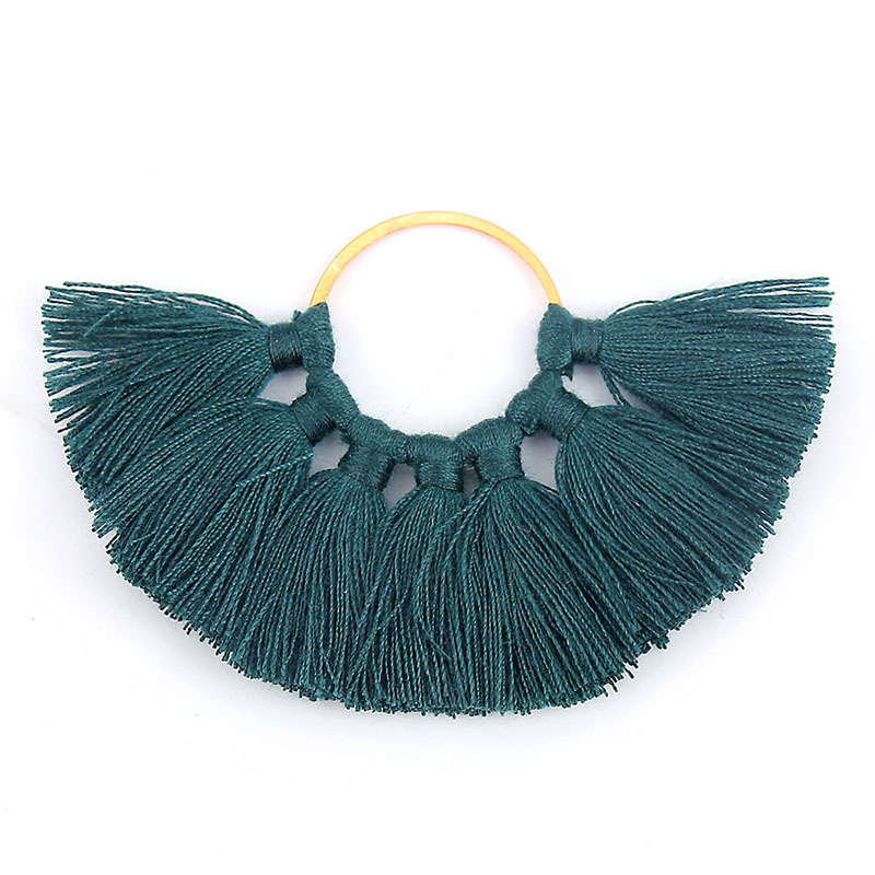 跨境热销 创意手工饰品百搭配件 彩色棉线半圆扇形流苏耳环小吊坠