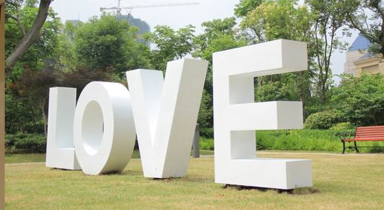 不锈钢双面立体字定制户外大型烤漆斜坡字金属字落地字发光字定做