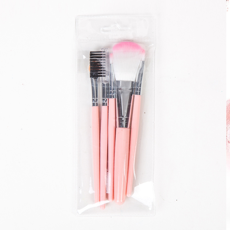 Factory Direct Sales Eye Shadow Brush Blush Powder Foundation Brush Artificial Hair Eyebrow Brush Gift Makeup Makeup Brushes 5-Piece Set Wholesale