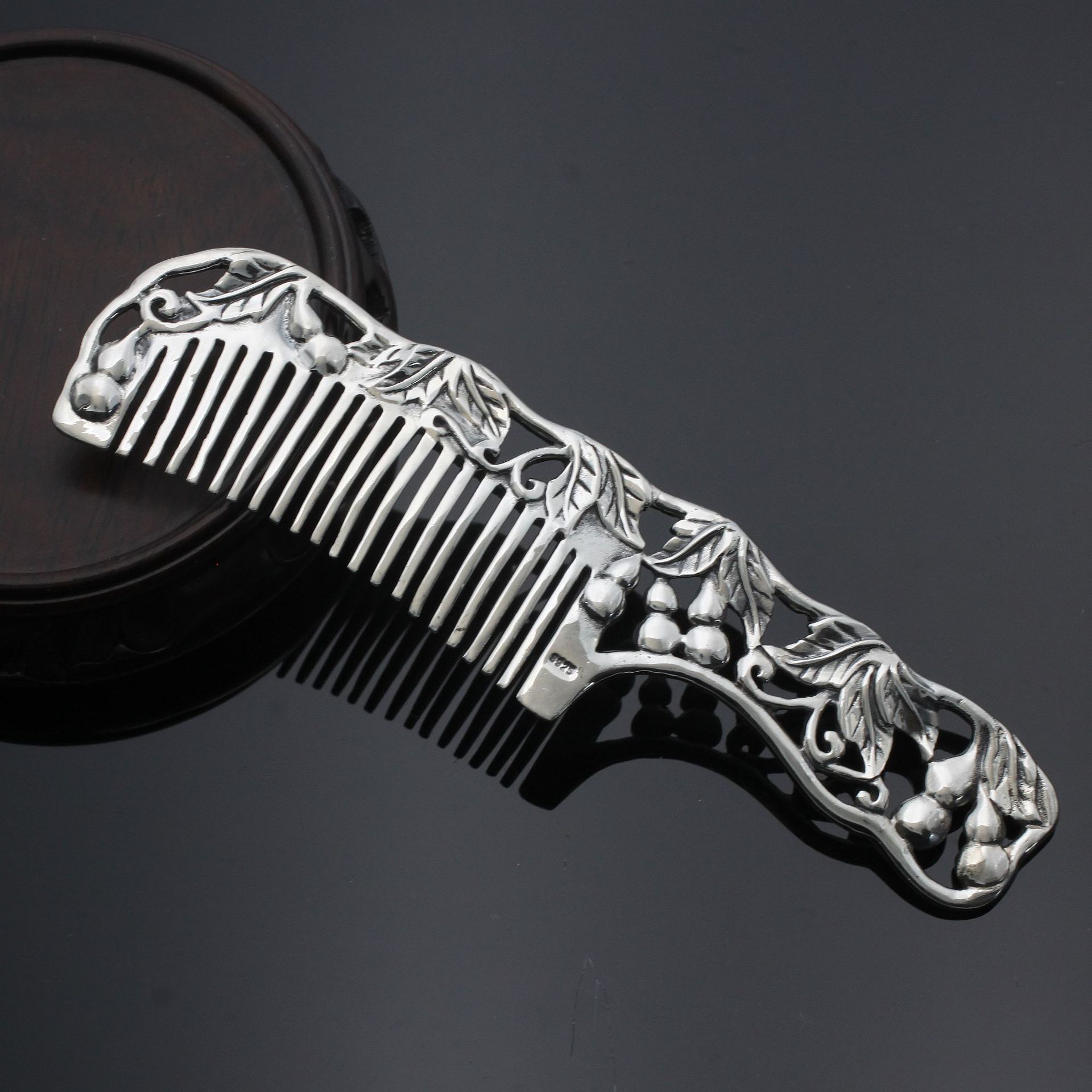 银梳子婚嫁礼品百子千孙葫芦福禄纯银发梳925银厂家直销