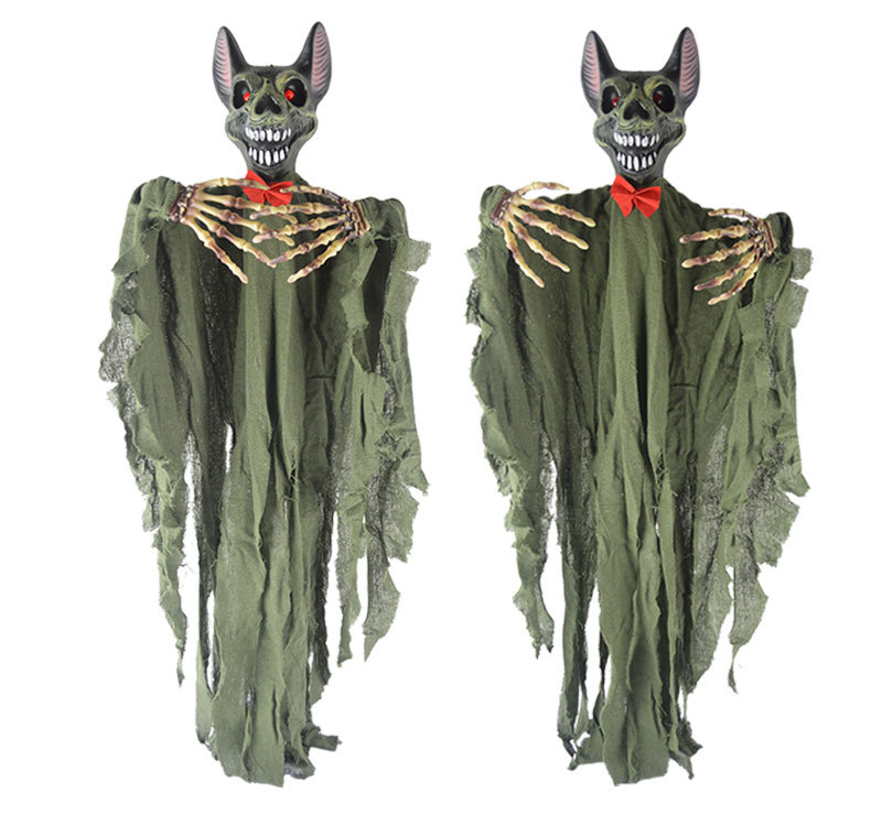 万圣节吊鬼装饰鬼节密室逃脱鬼屋场景布置装饰道具发光鬼叫蝙蝠鬼