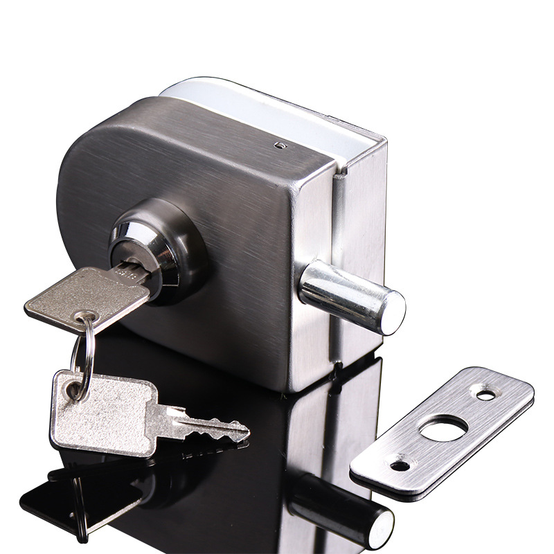 厂家直供泽秀金淋浴房玻璃门锁 浴室无框插销锁免开玻璃孔地插锁