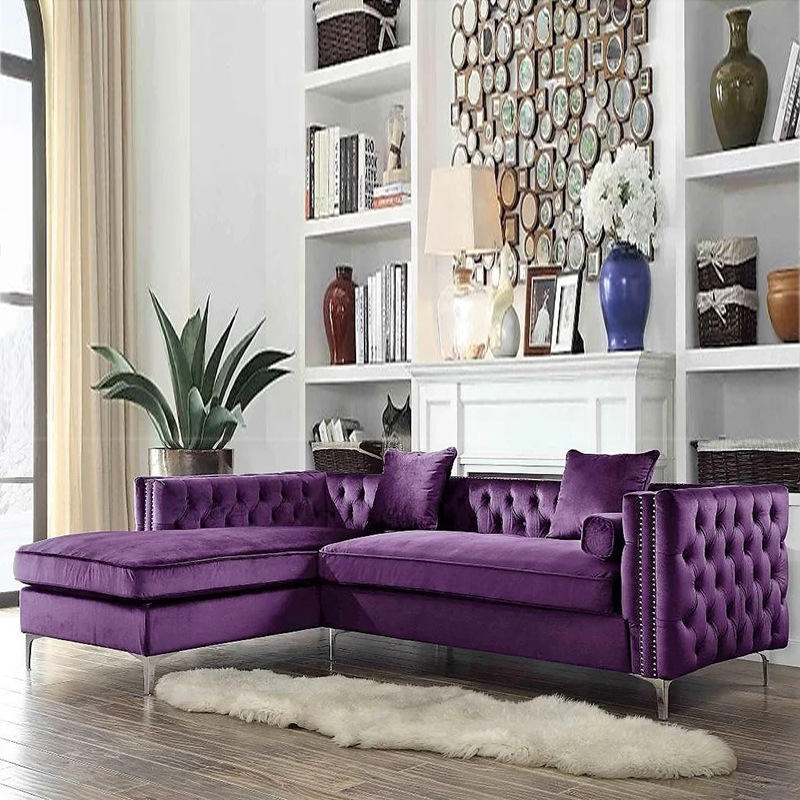 美式后现代轻奢丝绒沙发紫色客厅设计师高档软装别墅样板间