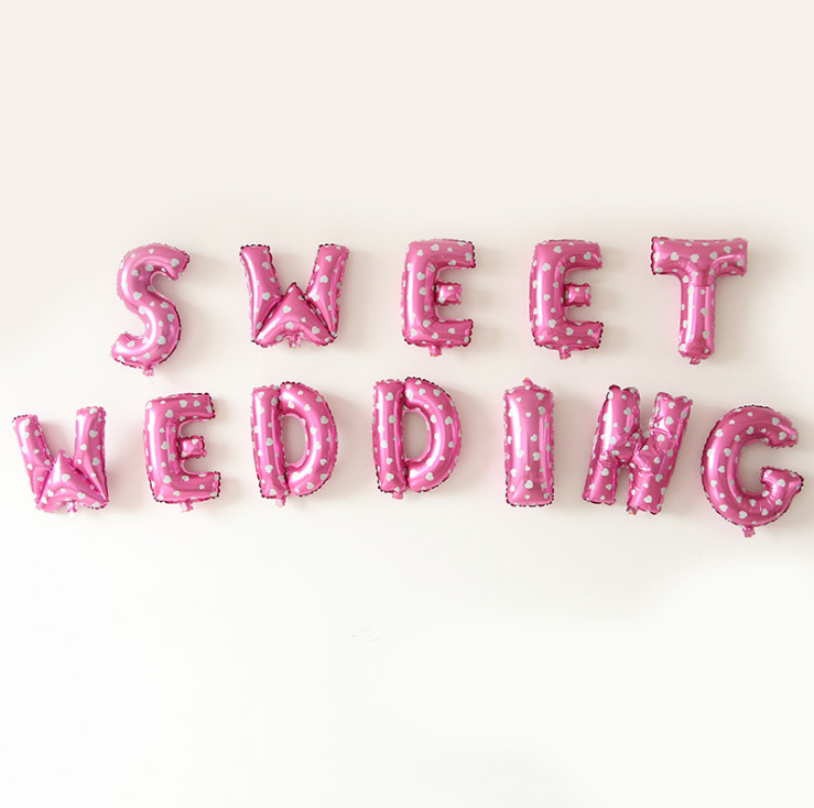 16寸字母铝膜气球套装 sweet wedding婚礼婚房装饰婚庆气球