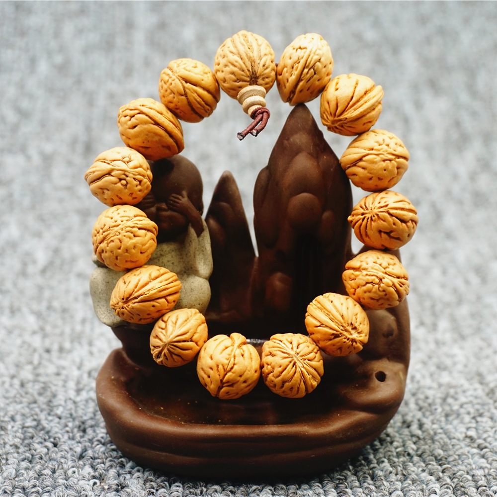 桃核桃胡手串小桃核念珠盘玩文玩单圈手链地摊热销展销会货源