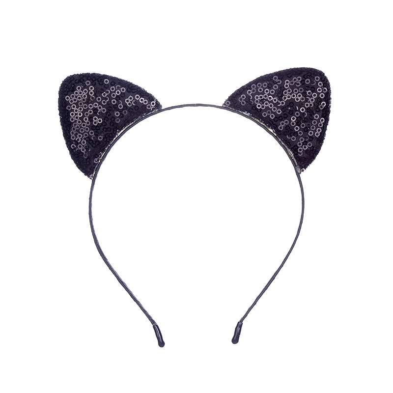 Hot Sale Cartoon Headband Double-Sided Sequined Cat Ears Headband Cute Cat Children Little Girl Hair Accessories Wholesale