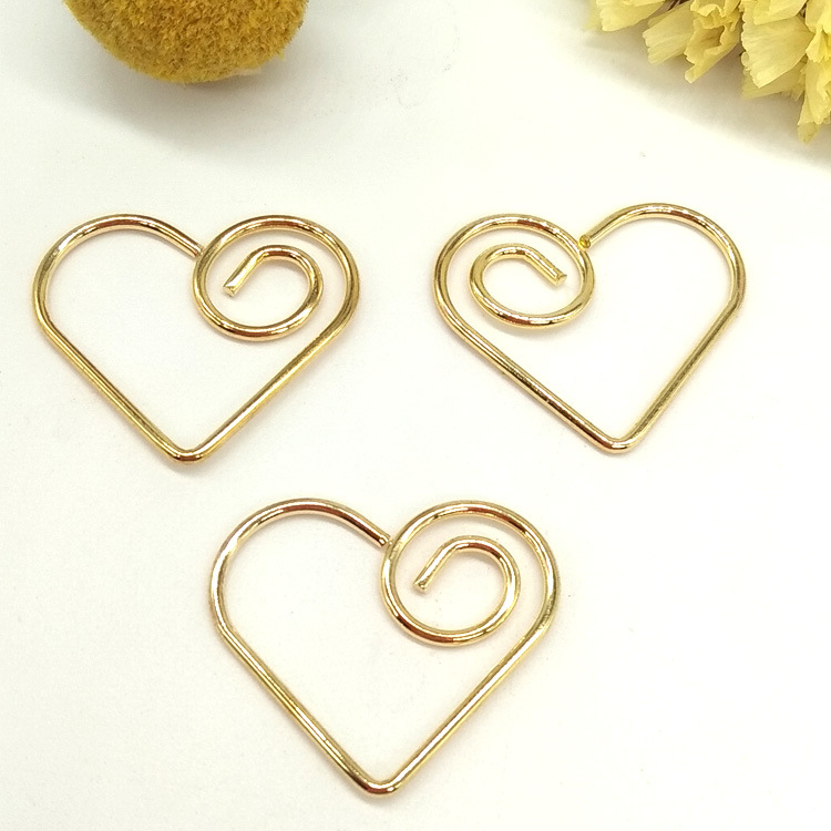 创意回形针办公文具用品金色心形回形针心形异形曲别针