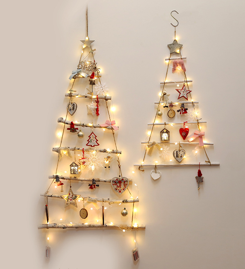 圣诞节挂件木质三角形吊件圣诞树上挂饰商场橱窗装饰道具用品批发