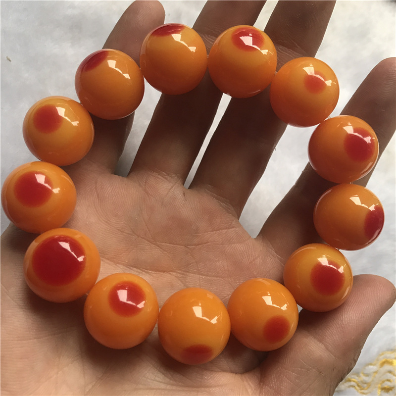 厂家直销仿鹤顶红手串树脂合成鸟头配饰项链雕刻工艺品文玩骨雕