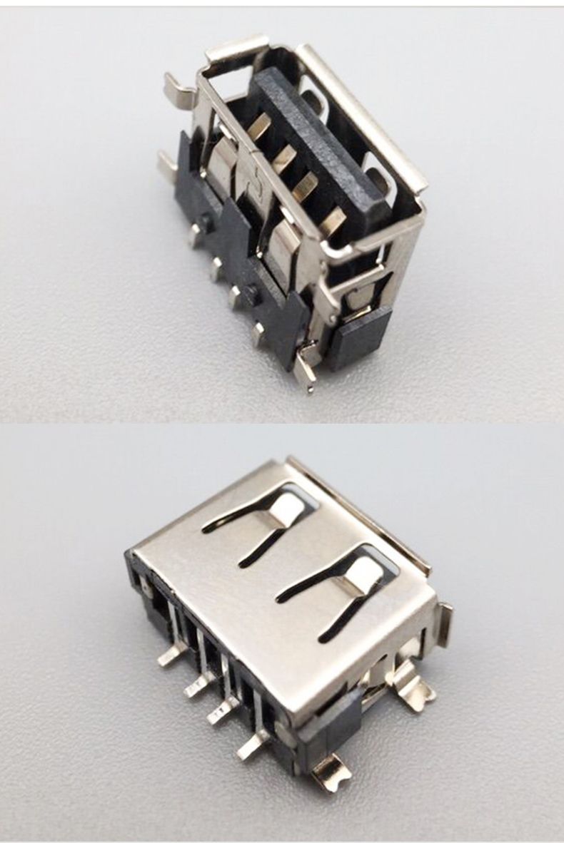 usba母座短体10.0mm全贴片6.8高卷直边lcp耐高温usb接口可编带