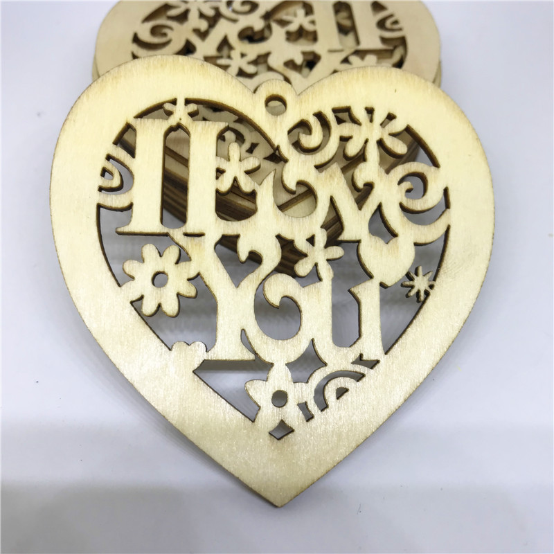 镂空桃心木挂件 love心形木片 婚庆装饰木质挂件10个一包